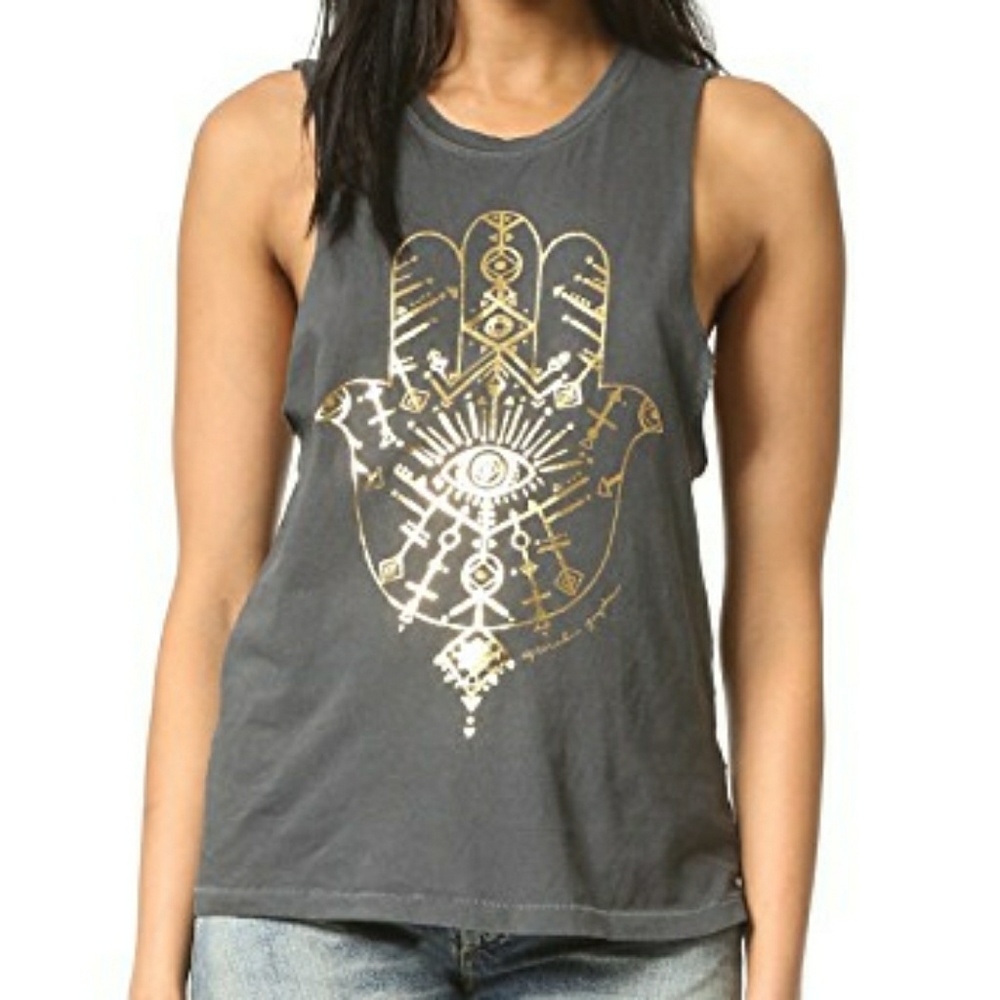 SPIRITUAL GANGSTER Hamsa Tribal Rocker Tank XS